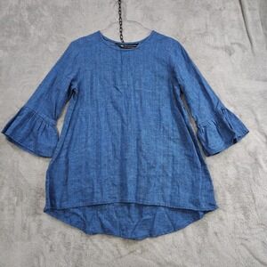 Crown Linen Designs Top Size Medium 100% Linen Bell‎ Sleeves Lagenlook Oversized